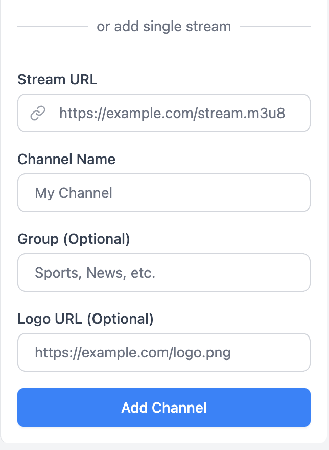 Add single stream interface