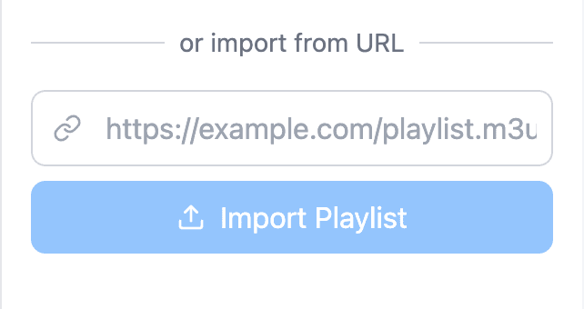 Import M3U playlist from URL interface